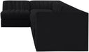 Meridian Furniture - Rummi Black Velvet Performance Fabric Upholstered 6pc. Sectional - 660Black-Sec6E - GreatFurnitureDeal