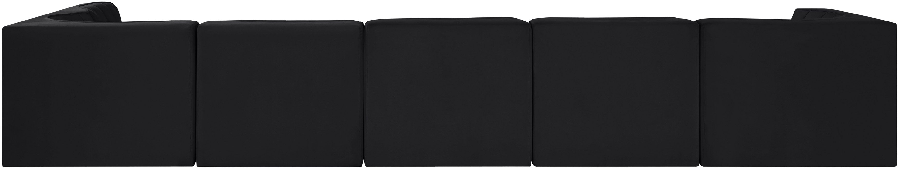 Meridian Furniture - Rummi Black Velvet Performance Fabric Upholstered 6pc. Sectional - 660Black-Sec6E - GreatFurnitureDeal