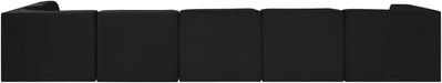 Meridian Furniture - Rummi Black Velvet Performance Fabric Upholstered 6pc. Sectional - 660Black-Sec6E - GreatFurnitureDeal