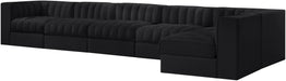 Meridian Furniture - Rummi Black Velvet Performance Fabric Upholstered 6pc. Sectional - 660Black-Sec6E - GreatFurnitureDeal