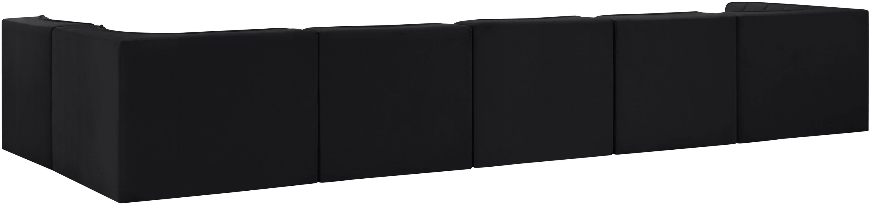 Meridian Furniture - Rummi Black Velvet Performance Fabric Upholstered 6pc. Sectional - 660Black-Sec6E - GreatFurnitureDeal