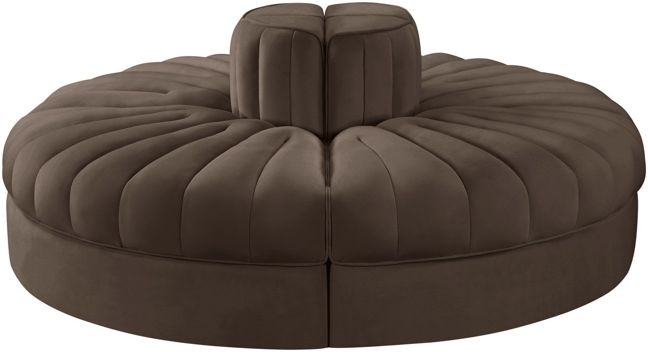 Meridian Furniture - Rummi Brown Velvet Performance Fabric Upholstered 4pc. Sofa - 660Brown-4RC - GreatFurnitureDeal