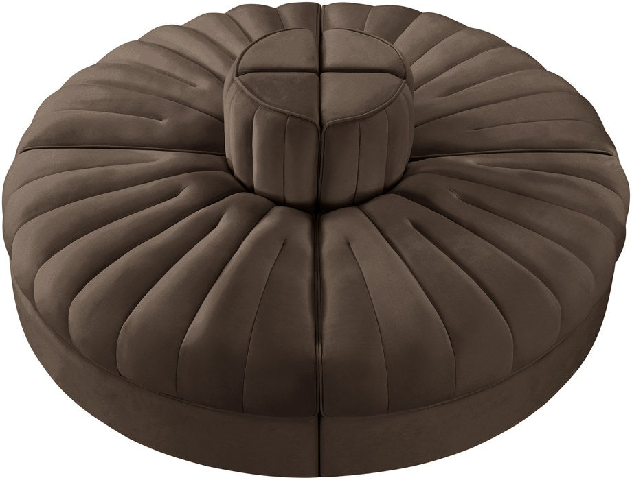 Meridian Furniture - Rummi Brown Velvet Performance Fabric Upholstered 4pc. Sofa - 660Brown-4RC - GreatFurnitureDeal