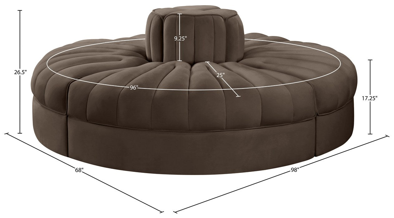 Meridian Furniture - Rummi Brown Velvet Performance Fabric Upholstered 4pc. Sofa - 660Brown-4RC - GreatFurnitureDeal