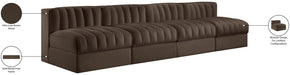Meridian Furniture - Rummi Brown Velvet Performance Fabric Upholstered 4pc. Sofa - 660Brown-S116 - GreatFurnitureDeal