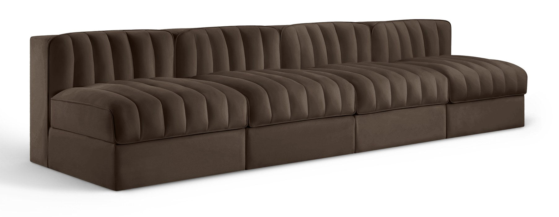 Meridian Furniture - Rummi Brown Velvet Performance Fabric Upholstered 4pc. Sofa - 660Brown-S116 - GreatFurnitureDeal