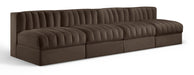 Meridian Furniture - Rummi Brown Velvet Performance Fabric Upholstered 4pc. Sofa - 660Brown-S116 - GreatFurnitureDeal