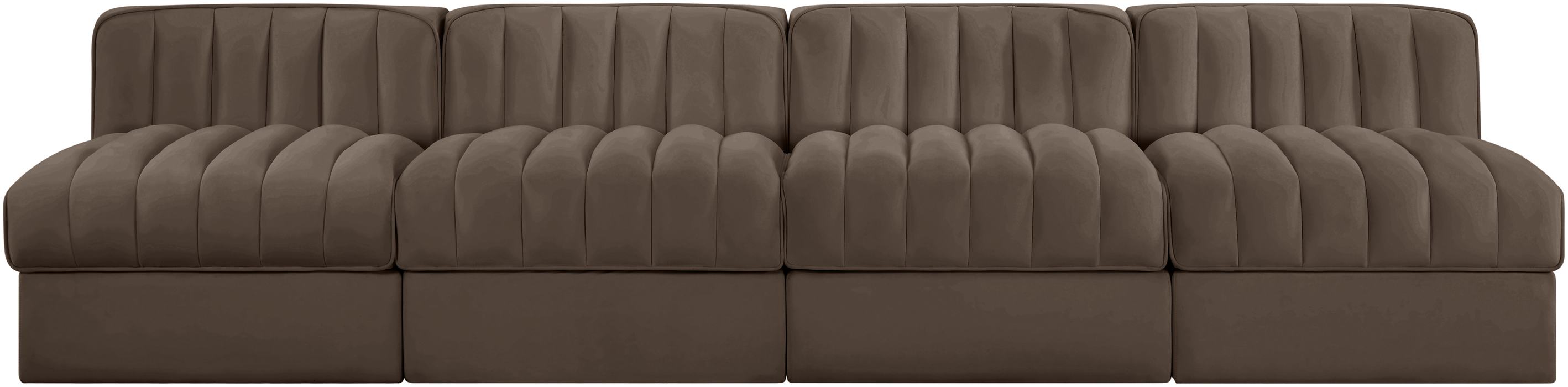 Meridian Furniture - Rummi Brown Velvet Performance Fabric Upholstered 4pc. Sofa - 660Brown-S116 - GreatFurnitureDeal