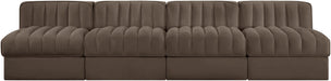 Meridian Furniture - Rummi Brown Velvet Performance Fabric Upholstered 4pc. Sofa - 660Brown-S116 - GreatFurnitureDeal