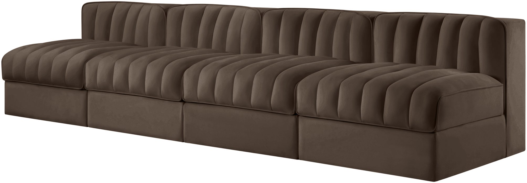 Meridian Furniture - Rummi Brown Velvet Performance Fabric Upholstered 4pc. Sofa - 660Brown-S116 - GreatFurnitureDeal