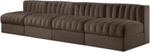 Meridian Furniture - Rummi Brown Velvet Performance Fabric Upholstered 4pc. Sofa - 660Brown-S116 - GreatFurnitureDeal