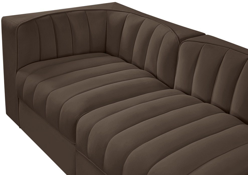 Meridian Furniture - Rummi Brown Velvet Performance Fabric Upholstered 5pc. Sofa - 660Brown-S155 - GreatFurnitureDeal