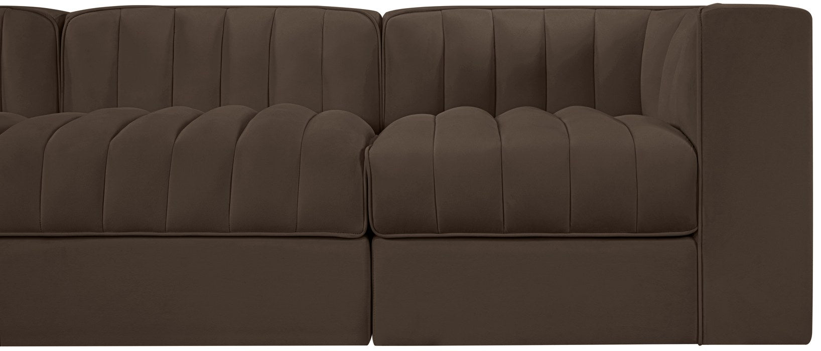 Meridian Furniture - Rummi Brown Velvet Performance Fabric Upholstered 5pc. Sofa - 660Brown-S155 - GreatFurnitureDeal