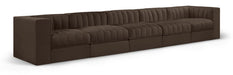 Meridian Furniture - Rummi Brown Velvet Performance Fabric Upholstered 5pc. Sofa - 660Brown-S155 - GreatFurnitureDeal