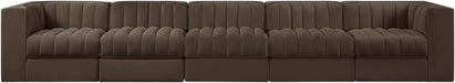 Meridian Furniture - Rummi Brown Velvet Performance Fabric Upholstered 5pc. Sofa - 660Brown-S155 - GreatFurnitureDeal