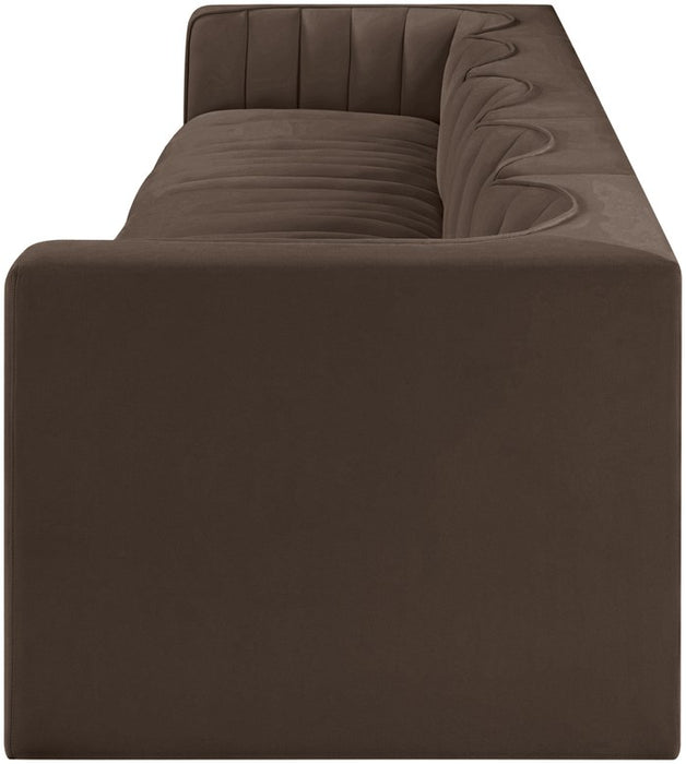 Meridian Furniture - Rummi Brown Velvet Performance Fabric Upholstered 5pc. Sofa - 660Brown-S155 - GreatFurnitureDeal