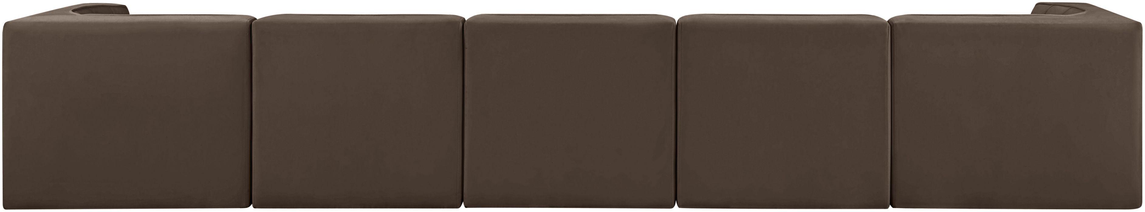Meridian Furniture - Rummi Brown Velvet Performance Fabric Upholstered 5pc. Sofa - 660Brown-S155 - GreatFurnitureDeal