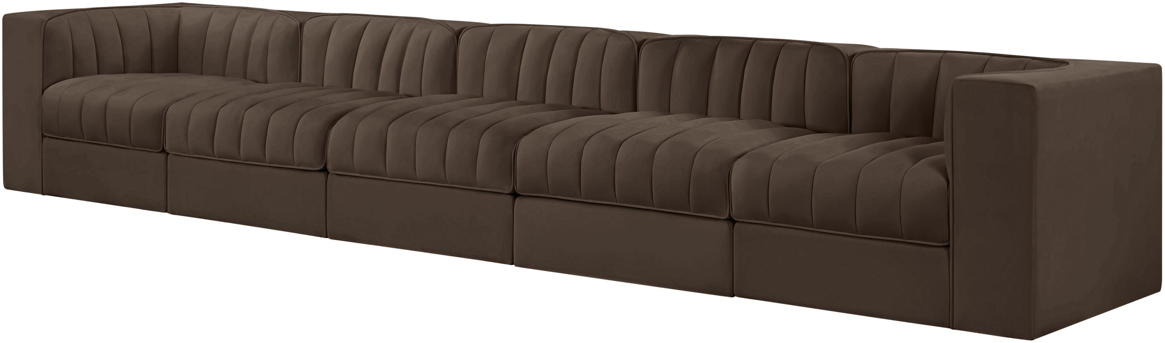 Meridian Furniture - Rummi Brown Velvet Performance Fabric Upholstered 5pc. Sofa - 660Brown-S155 - GreatFurnitureDeal