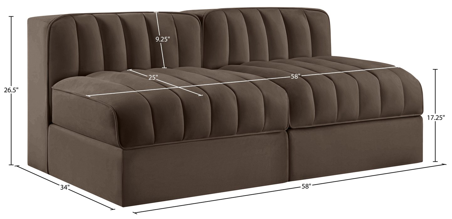 Meridian Furniture - Rummi Brown Velvet Performance Fabric Upholstered 2pc. Loveseat - 660Brown-S58 - GreatFurnitureDeal