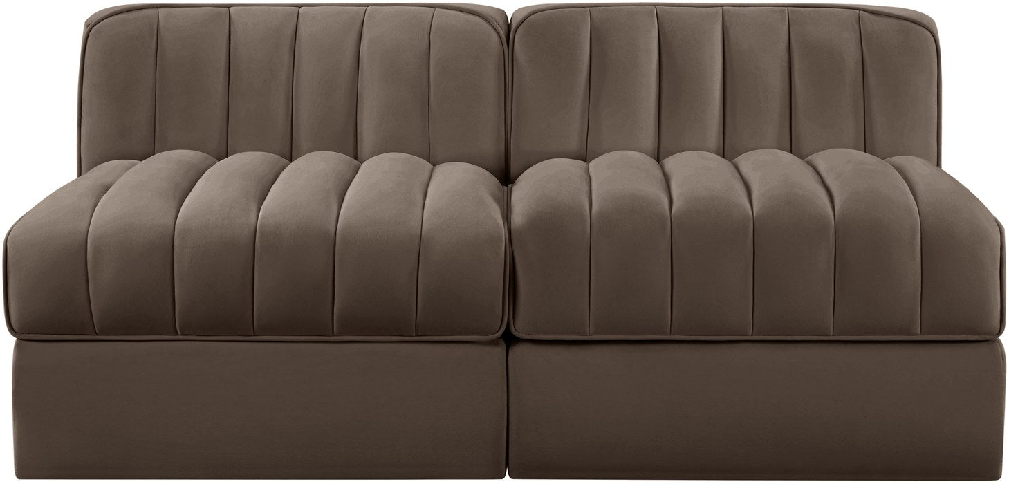 Meridian Furniture - Rummi Brown Velvet Performance Fabric Upholstered 2pc. Loveseat - 660Brown-S58 - GreatFurnitureDeal