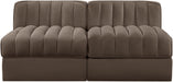 Meridian Furniture - Rummi Brown Velvet Performance Fabric Upholstered 2pc. Loveseat - 660Brown-S58 - GreatFurnitureDeal