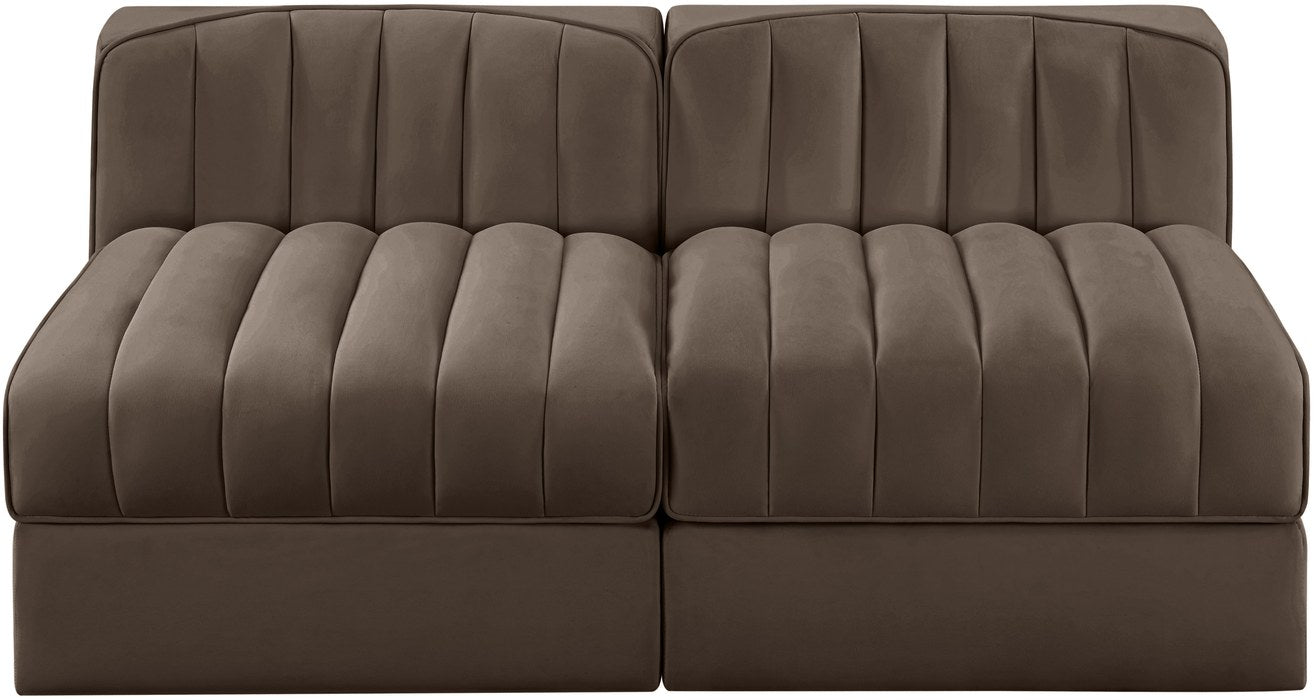 Meridian Furniture - Rummi Brown Velvet Performance Fabric Upholstered 2pc. Loveseat - 660Brown-S58 - GreatFurnitureDeal