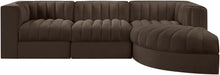 Meridian Furniture - Rummi Brown Velvet Performance Fabric Upholstered 4pc. Sectional - 660Brown-Sec4C - GreatFurnitureDeal