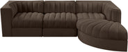 Meridian Furniture - Rummi Brown Velvet Performance Fabric Upholstered 4pc. Sectional - 660Brown-Sec4C - GreatFurnitureDeal