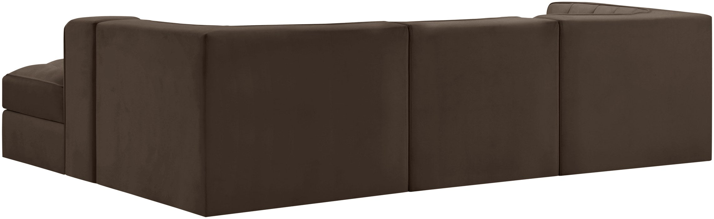 Meridian Furniture - Rummi Brown Velvet Performance Fabric Upholstered 4pc. Sectional - 660Brown-Sec4C - GreatFurnitureDeal