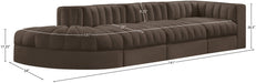 Meridian Furniture - Rummi Brown Velvet Performance Fabric Upholstered 4pc. Sectional - 660Brown-Sec4D - GreatFurnitureDeal