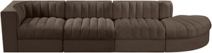 Meridian Furniture - Rummi Brown Velvet Performance Fabric Upholstered 4pc. Sectional - 660Brown-Sec4D - GreatFurnitureDeal