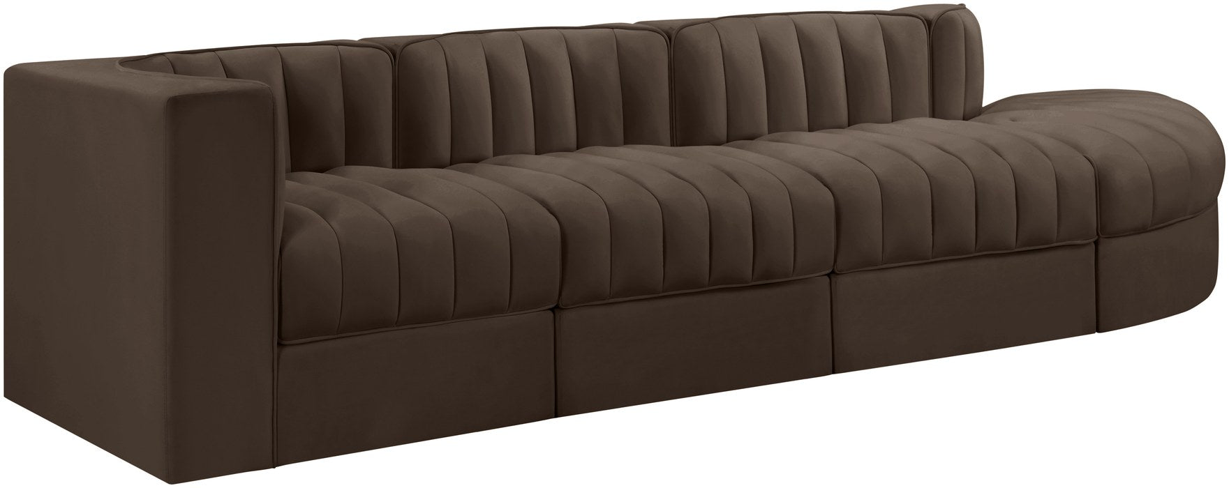 Meridian Furniture - Rummi Brown Velvet Performance Fabric Upholstered 4pc. Sectional - 660Brown-Sec4D - GreatFurnitureDeal