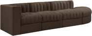 Meridian Furniture - Rummi Brown Velvet Performance Fabric Upholstered 4pc. Sectional - 660Brown-Sec4D - GreatFurnitureDeal