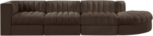 Meridian Furniture - Rummi Brown Velvet Performance Fabric Upholstered 4pc. Sectional - 660Brown-Sec4D - GreatFurnitureDeal