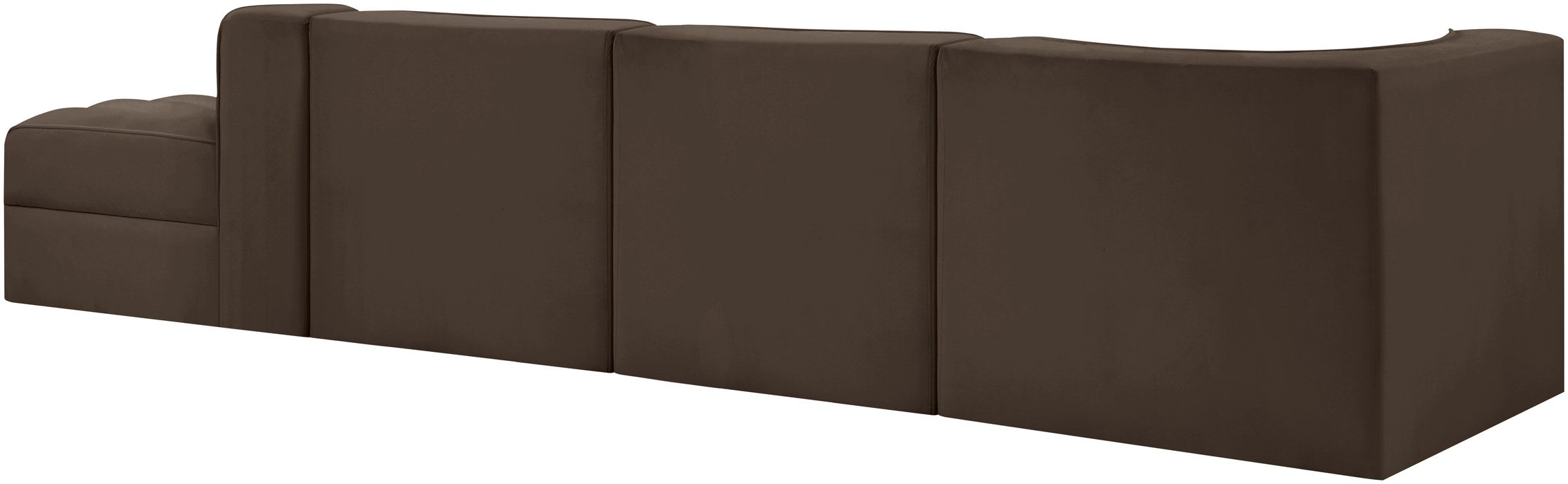 Meridian Furniture - Rummi Brown Velvet Performance Fabric Upholstered 4pc. Sectional - 660Brown-Sec4D - GreatFurnitureDeal