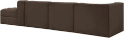 Meridian Furniture - Rummi Brown Velvet Performance Fabric Upholstered 4pc. Sectional - 660Brown-Sec4D - GreatFurnitureDeal