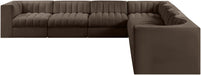 Meridian Furniture - Rummi Brown Velvet Performance Fabric Upholstered 7pc. Sectional - 660Brown-Sec7A - GreatFurnitureDeal