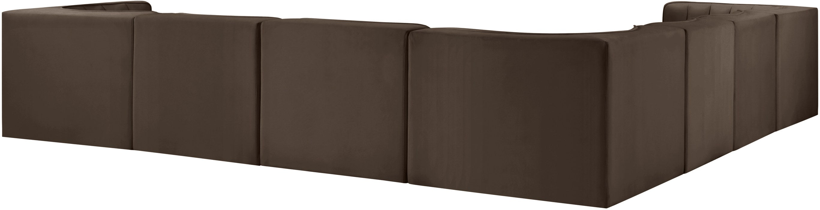 Meridian Furniture - Rummi Brown Velvet Performance Fabric Upholstered 7pc. Sectional - 660Brown-Sec7A - GreatFurnitureDeal