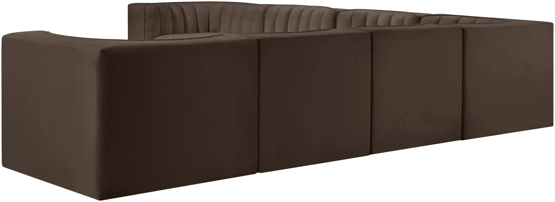 Meridian Furniture - Rummi Brown Velvet Performance Fabric Upholstered 7pc. Sectional - 660Brown-Sec7A - GreatFurnitureDeal