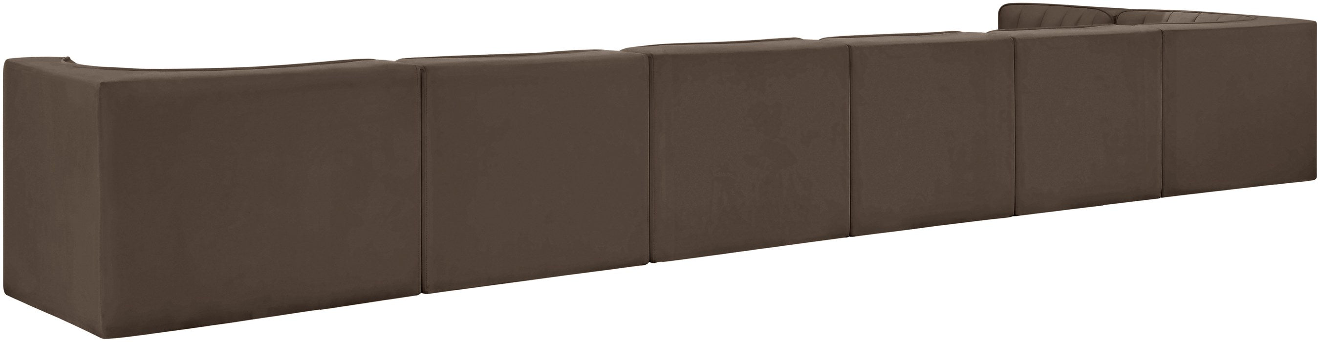 Meridian Furniture - Rummi Brown Velvet Performance Fabric Upholstered 7pc. Sectional - 660Brown-Sec7D - GreatFurnitureDeal
