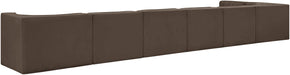 Meridian Furniture - Rummi Brown Velvet Performance Fabric Upholstered 7pc. Sectional - 660Brown-Sec7D - GreatFurnitureDeal