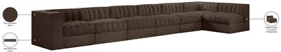 Meridian Furniture - Rummi Brown Velvet Performance Fabric Upholstered 7pc. Sectional - 660Brown-Sec7D - GreatFurnitureDeal