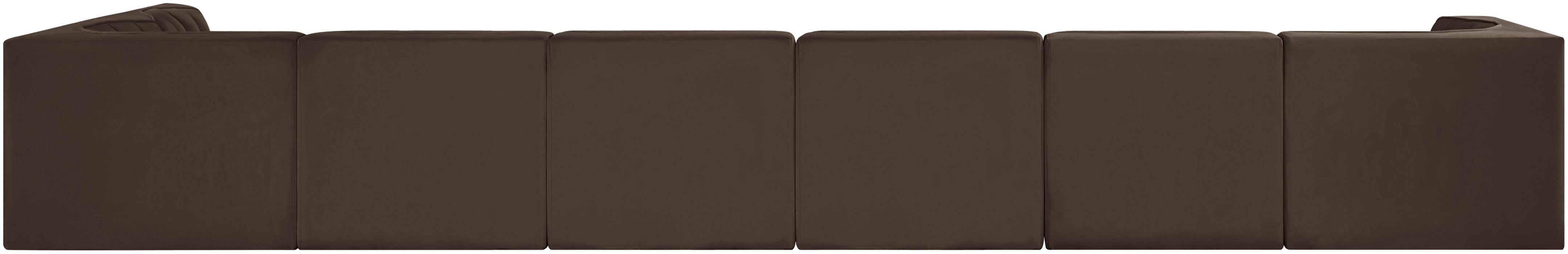 Meridian Furniture - Rummi Brown Velvet Performance Fabric Upholstered 7pc. Sectional - 660Brown-Sec7D - GreatFurnitureDeal