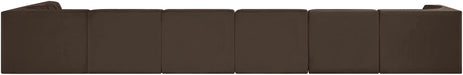 Meridian Furniture - Rummi Brown Velvet Performance Fabric Upholstered 7pc. Sectional - 660Brown-Sec7D - GreatFurnitureDeal