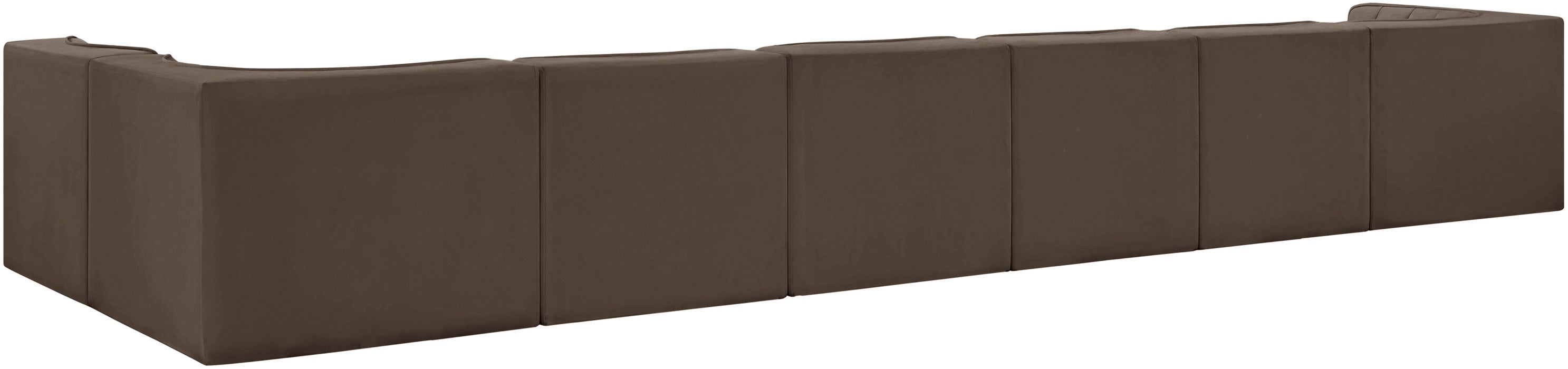 Meridian Furniture - Rummi Brown Velvet Performance Fabric Upholstered 7pc. Sectional - 660Brown-Sec7D - GreatFurnitureDeal