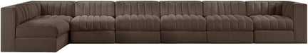 Meridian Furniture - Rummi Brown Velvet Performance Fabric Upholstered 7pc. Sectional - 660Brown-Sec7D - GreatFurnitureDeal