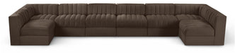Meridian Furniture - Rummi Brown Velvet Performance Fabric Upholstered 8pc. Sectional - 660Brown-Sec8A - GreatFurnitureDeal