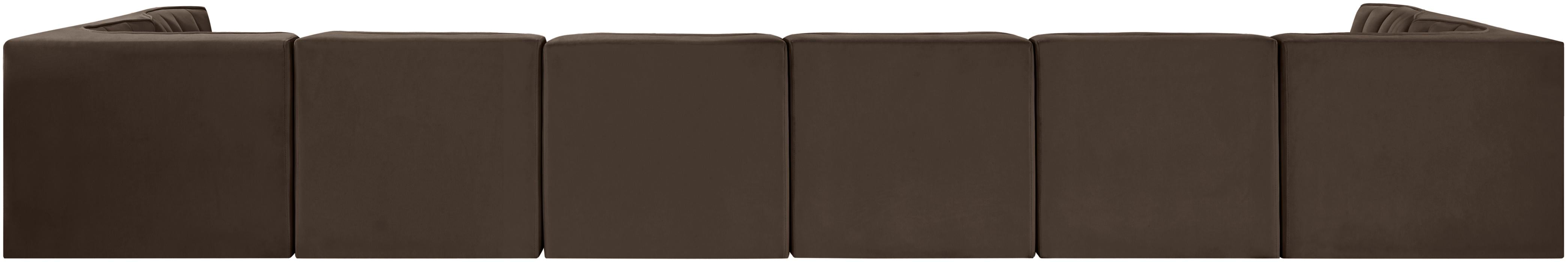 Meridian Furniture - Rummi Brown Velvet Performance Fabric Upholstered 8pc. Sectional - 660Brown-Sec8A - GreatFurnitureDeal