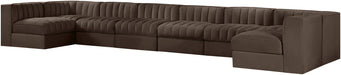 Meridian Furniture - Rummi Brown Velvet Performance Fabric Upholstered 8pc. Sectional - 660Brown-Sec8A - GreatFurnitureDeal