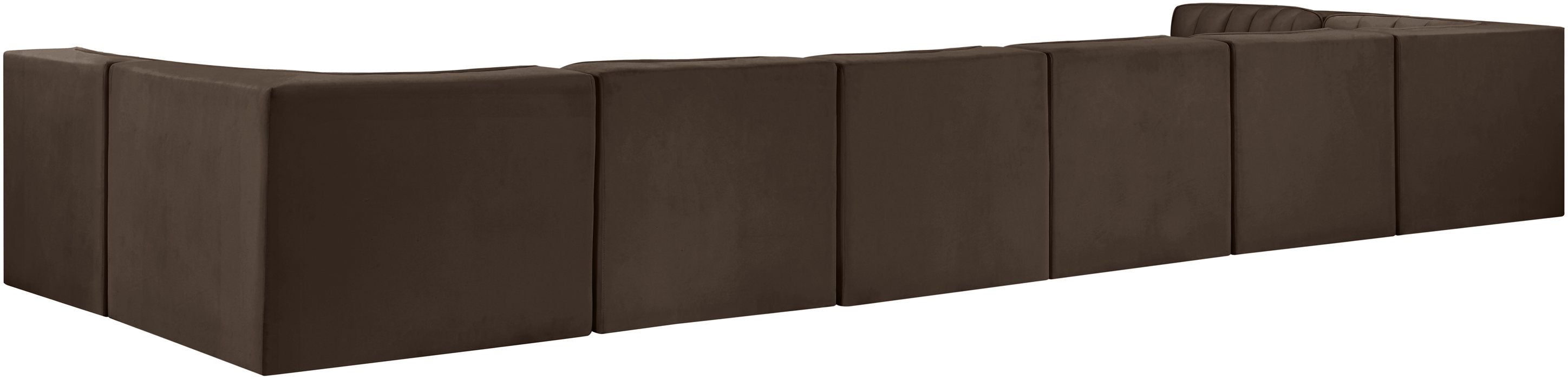 Meridian Furniture - Rummi Brown Velvet Performance Fabric Upholstered 8pc. Sectional - 660Brown-Sec8A - GreatFurnitureDeal